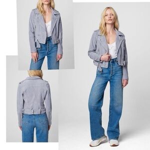 Blank NYC Gray Suede Moto Jacket Women’s Small Genuine Leather Biker Style